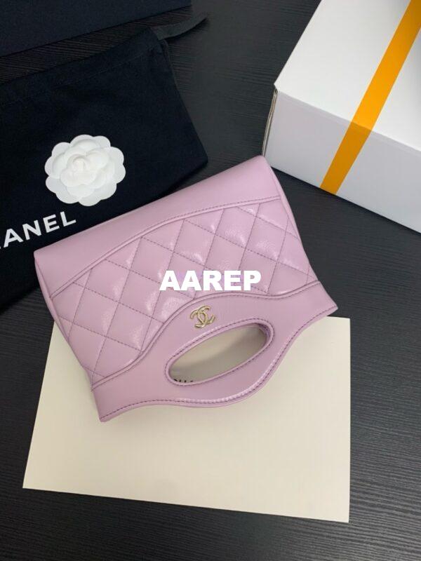 Replica Chanel 24C 31 Mini Shopping Bag Chain Clutch Shiny Lambskin & Gold-Tone Metal AS3656 Lilac 2