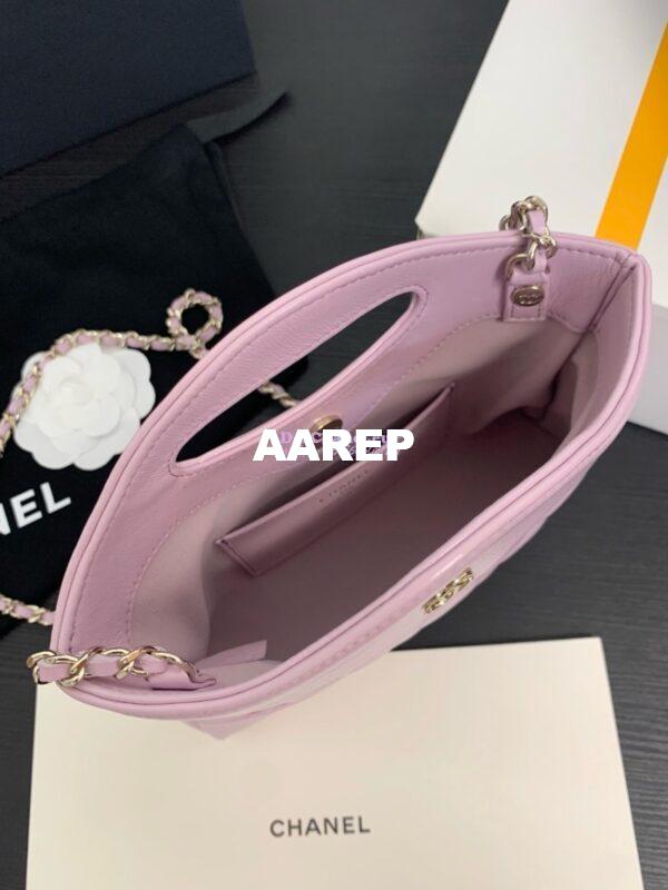 Replica Chanel 24C 31 Mini Shopping Bag Chain Clutch Shiny Lambskin & Gold-Tone Metal AS3656 Lilac 6