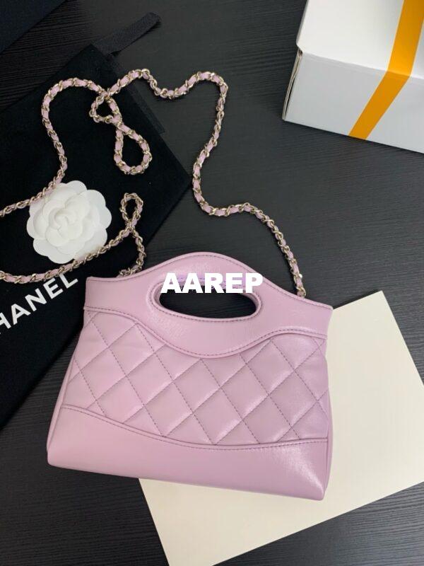Replica Chanel 24C 31 Mini Shopping Bag Chain Clutch Shiny Lambskin & Gold-Tone Metal AS3656 Lilac 7