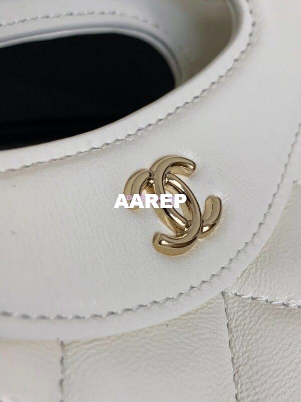 Replica Chanel 24C 31 Mini Shopping Bag Chain Clutch Shiny Lambskin & Gold-Tone Metal AS3656 White 3
