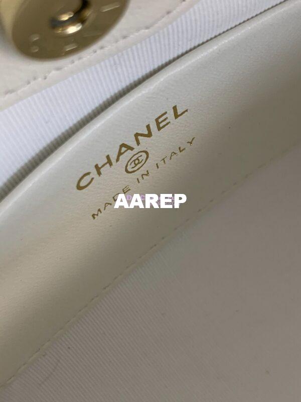 Replica Chanel 24C 31 Mini Shopping Bag Chain Clutch Shiny Lambskin & Gold-Tone Metal AS3656 White 7