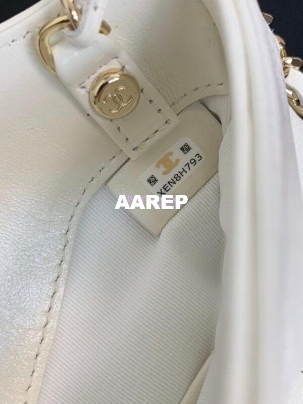 Replica Chanel 24C 31 Mini Shopping Bag Chain Clutch Shiny Lambskin & Gold-Tone Metal AS3656 White 8