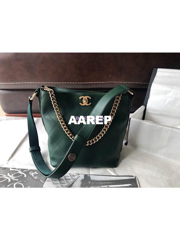 Replica Chanel Calfskin Hobo Bag A57573 Green