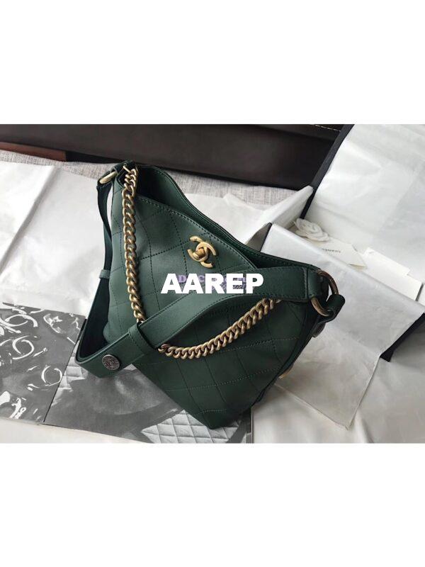 Replica Chanel Calfskin Hobo Bag A57573 Green 2