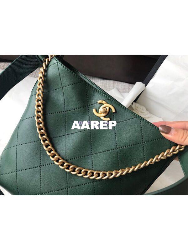 Replica Chanel Calfskin Hobo Bag A57573 Green 3