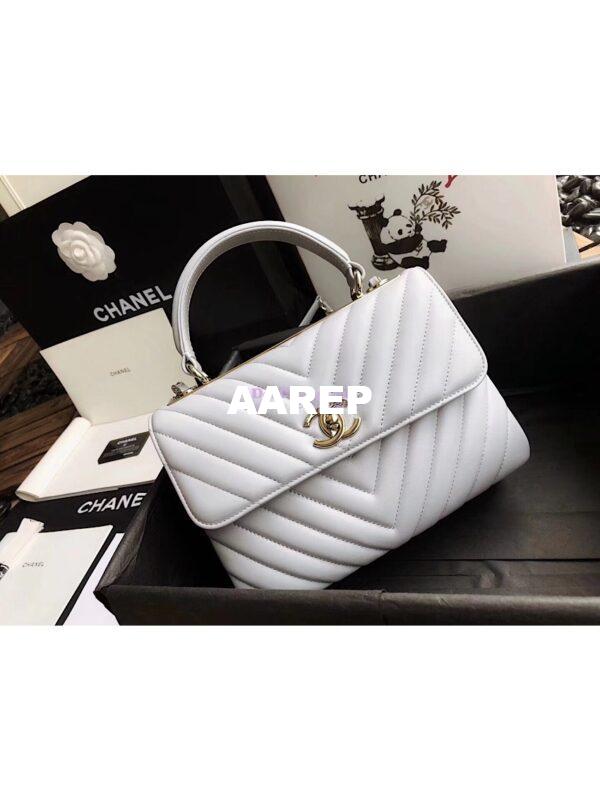 Replica Chanel Small Trendy CC Chevron Handle Flap Bag A92236 Grey 2