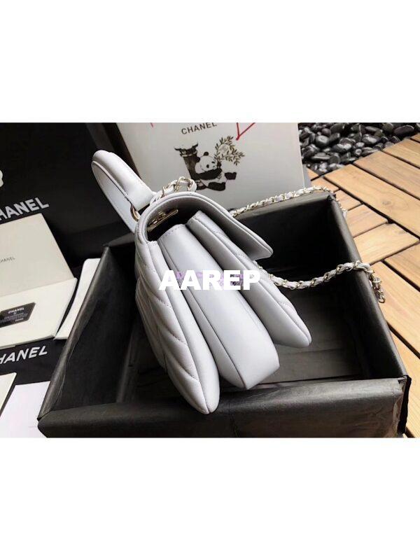 Replica Chanel Small Trendy CC Chevron Handle Flap Bag A92236 Grey 5