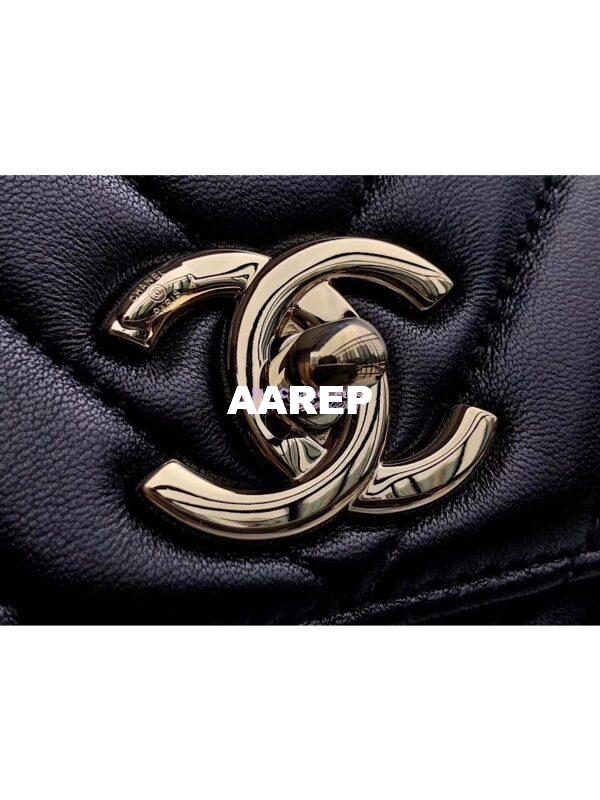 Replica Chanel Small Trendy CC Chevron Handle Flap Bag A92236 Black 2