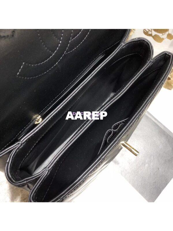 Replica Chanel Small Trendy CC Chevron Handle Flap Bag A92236 Black 8