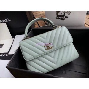 Replica Chanel Small Trendy CC Chevron Handle Flap Bag A92236 Mint Green