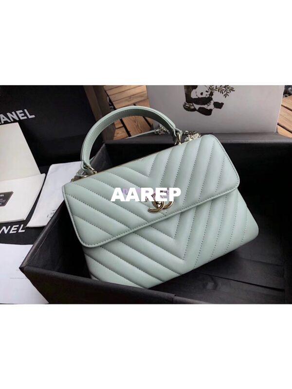 Replica Chanel Small Trendy CC Chevron Handle Flap Bag A92236 Mint Green