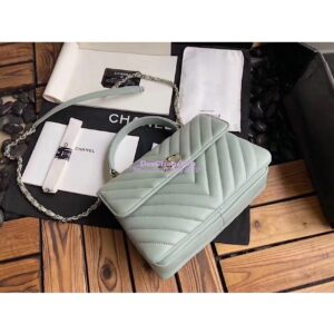 Replica Chanel Small Trendy CC Chevron Handle Flap Bag A92236 Mint Green 2