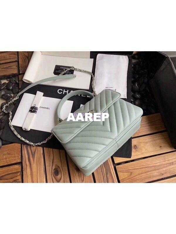 Replica Chanel Small Trendy CC Chevron Handle Flap Bag A92236 Mint Green 2