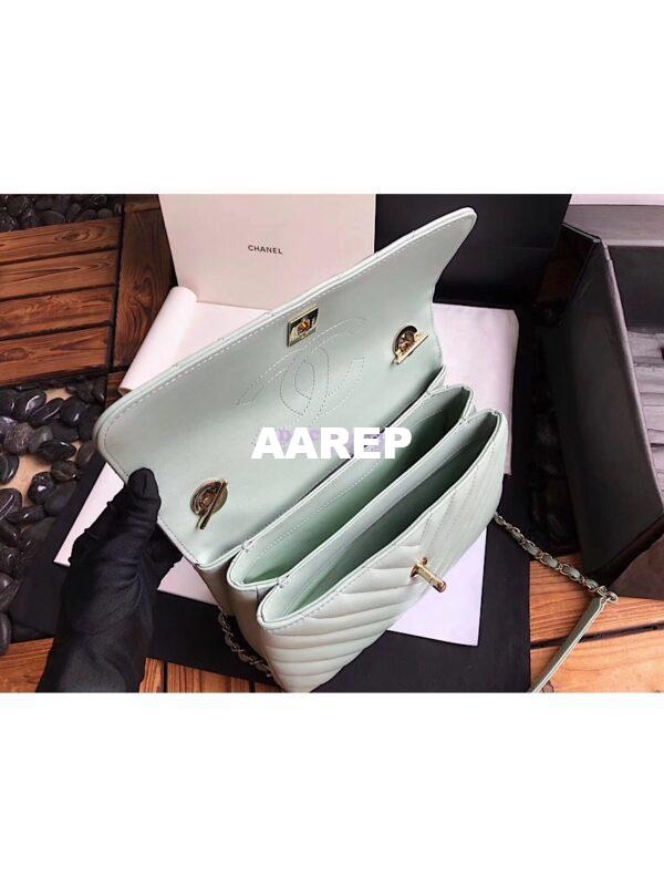 Replica Chanel Small Trendy CC Chevron Handle Flap Bag A92236 Mint Green 6
