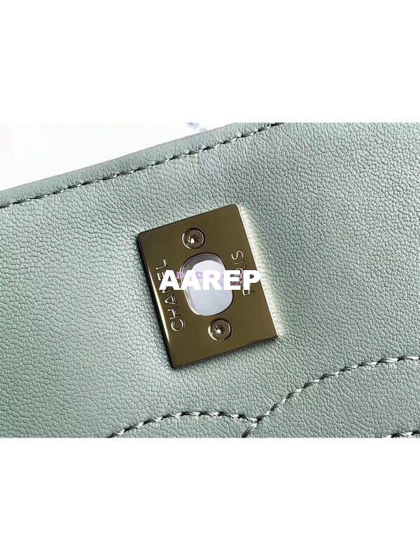 Replica Chanel Small Trendy CC Chevron Handle Flap Bag A92236 Mint Green 7