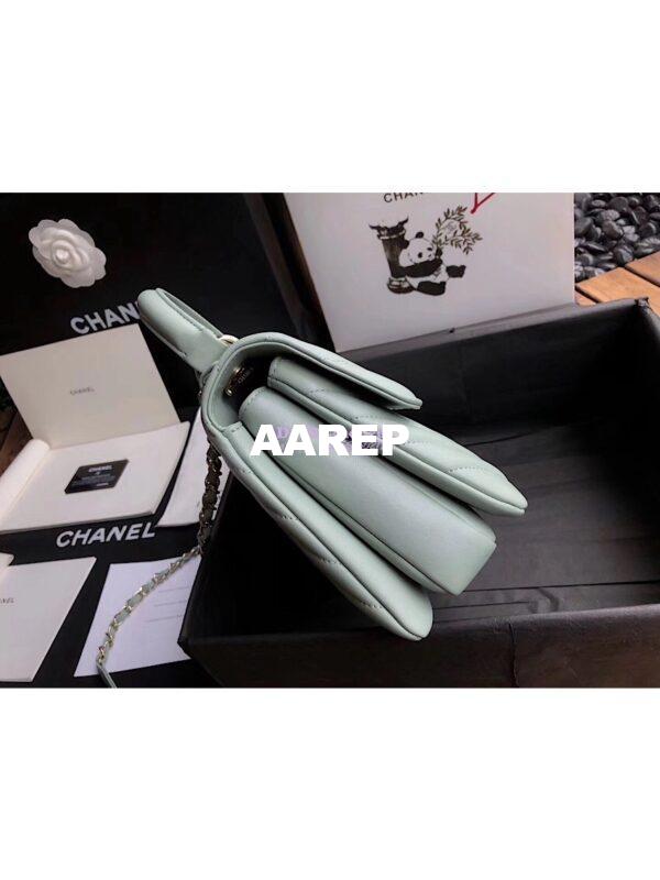 Replica Chanel Small Trendy CC Chevron Handle Flap Bag A92236 Mint Green 8