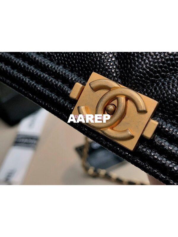 Replica Chanel New Boy Wallet on Chain Grained Calfskin A80287 Black 4