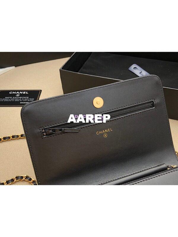 Replica Chanel New Boy Wallet on Chain Grained Calfskin A80287 Black 5