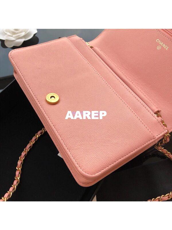 Replica Chanel New Boy Wallet on Chain Grained Calfskin A80287 Pink 5