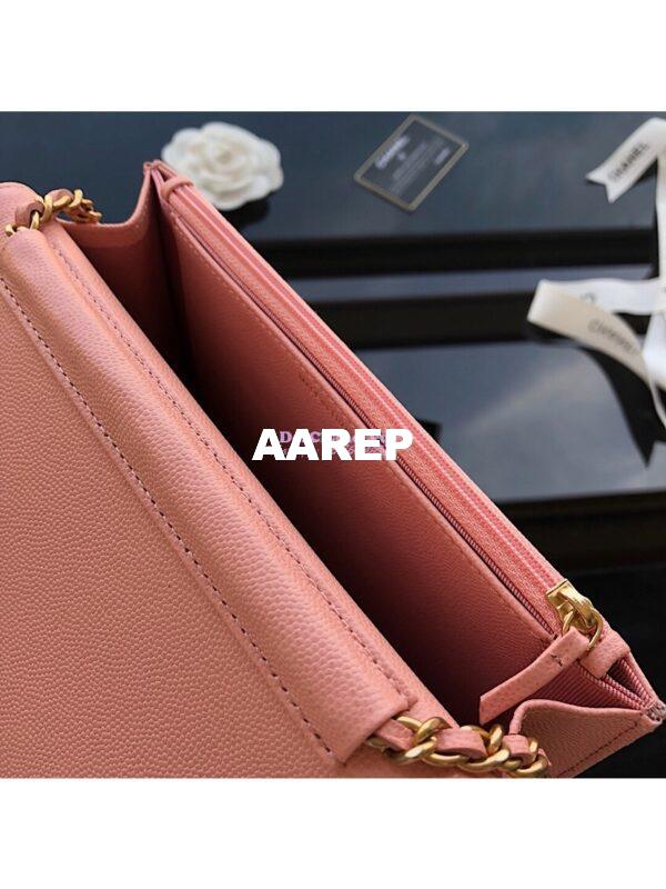 Replica Chanel New Boy Wallet on Chain Grained Calfskin A80287 Pink 6