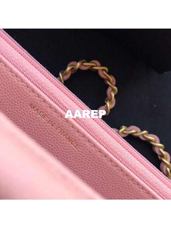 Replica Chanel New Boy Wallet on Chain Grained Calfskin A80287 Pink 7