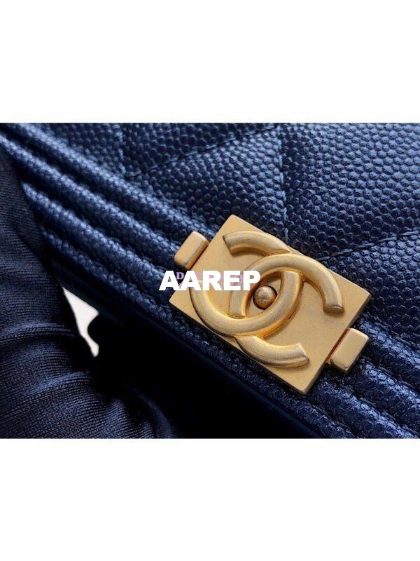 Replica Chanel New Boy Wallet on Chain Grained Calfskin A80287 Navy Blue 6