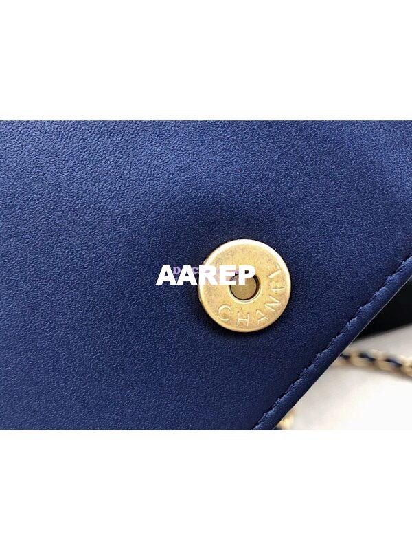 Replica Chanel New Boy Wallet on Chain Grained Calfskin A80287 Navy Blue 10