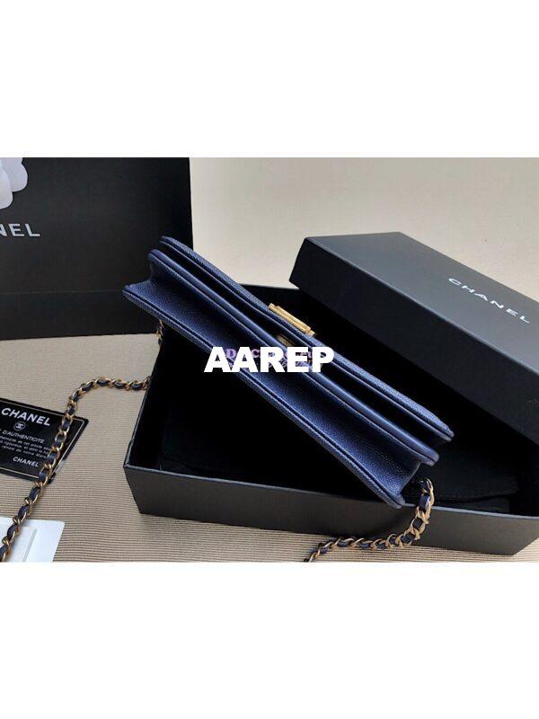 Replica Chanel New Boy Wallet on Chain Grained Calfskin A80287 Navy Blue 11