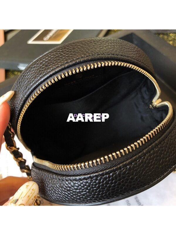 Replica Chanel CC Filigree Round Clutch Chain Bag A81599 Black 7