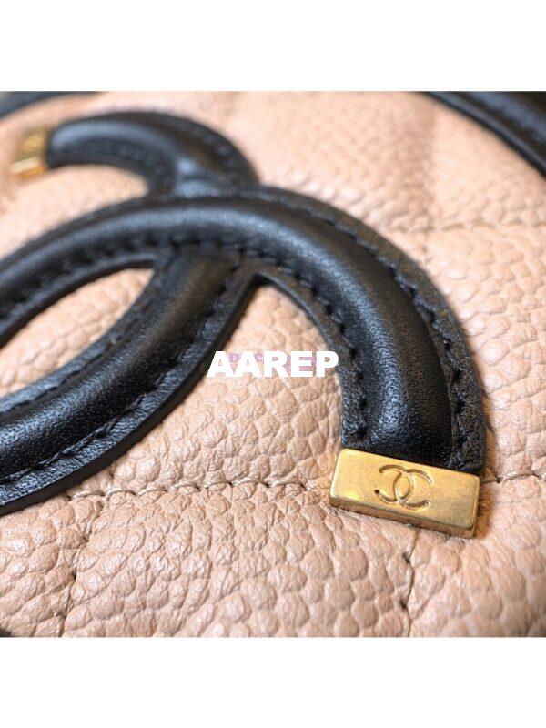 Replica Chanel CC Filigree Round Clutch Chain Bag A81599 Beige 11