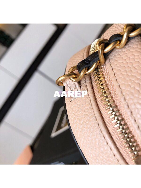 Replica Chanel CC Filigree Round Clutch Chain Bag A81599 Beige 12