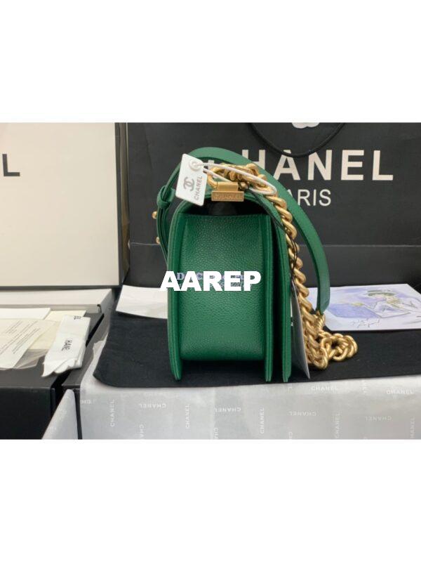 Replica Chanel Le boy Green Caviar Bag Matte Gold Hardware A67086 8