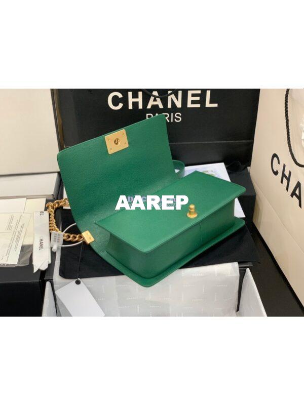 Replica Chanel Le boy Green Caviar Bag Matte Gold Hardware A67086 10