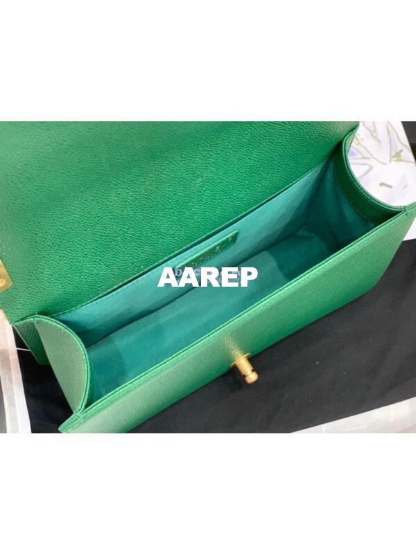 Replica Chanel Le boy Green Caviar Bag Matte Gold Hardware A67086 11