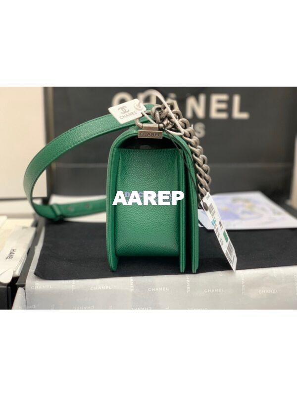 Replica Chanel Le boy Green Caviar Bag Matte Gold Hardware A67086 14