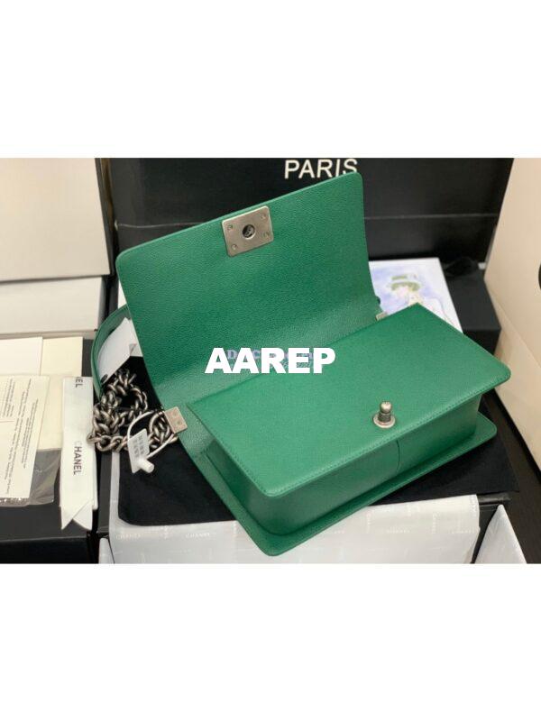 Replica Chanel Le boy Green Caviar Bag Matte Gold Hardware A67086 15