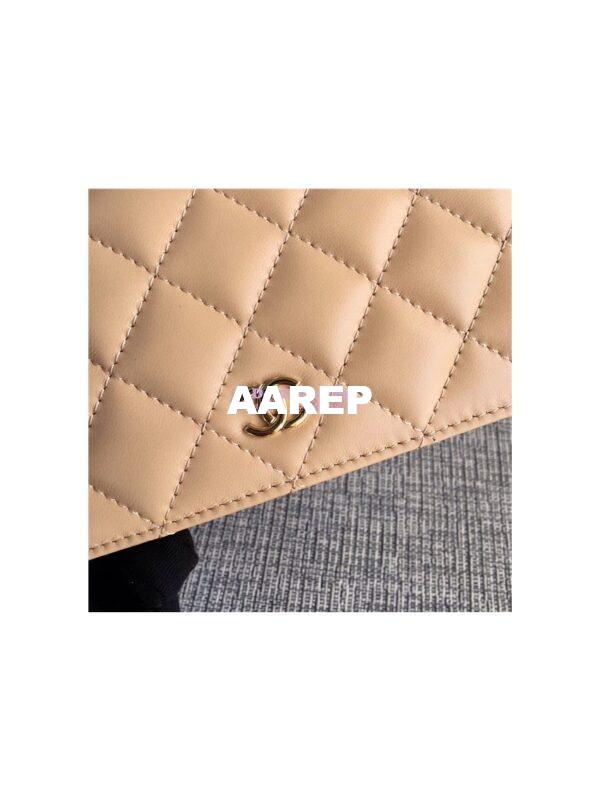 Replica Chanel Classic Lambskin Wallet On Chain WOC Beige Bag 8