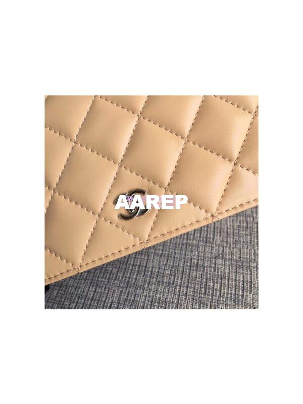 Replica Chanel Classic Lambskin Wallet On Chain WOC Beige Bag 12