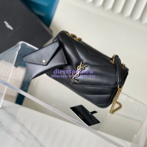 Replica YSL Saint Laurent Loulou Small In Matelassé Lambskin 801437 Black 2