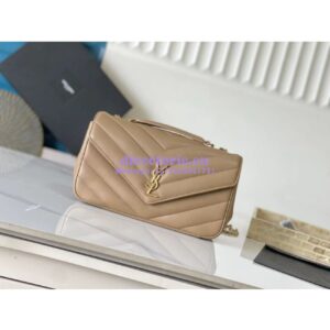 Replica YSL Saint Laurent Loulou Medium In Matelassé Lambskin 801439 Natural Tan 2
