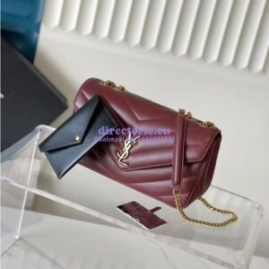 Replica YSL Saint Laurent Loulou Medium In Matelassé Lambskin 801439 Rouge Cabernet