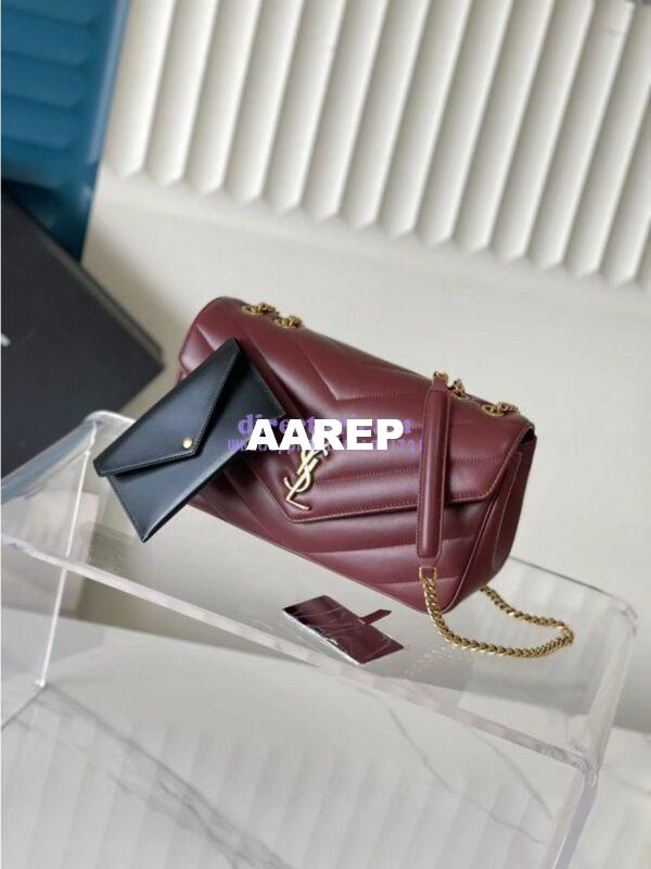 Replica YSL Saint Laurent Loulou Medium In Matelassé Lambskin 801439 Rouge Cabernet 3