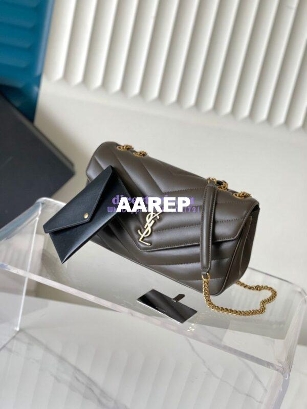 Replica YSL Saint Laurent Loulou Medium In Matelassé Lambskin 801439 Dark Strong Moss