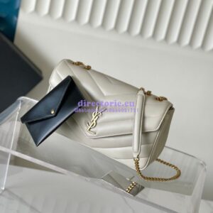 Replica YSL Saint Laurent Loulou Medium In Matelassé Lambskin 801439 Chalk 2