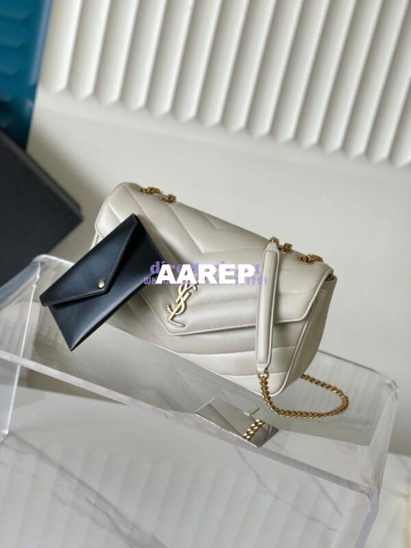 Replica YSL Saint Laurent Loulou Medium In Matelassé Lambskin 801439 Chalk 2