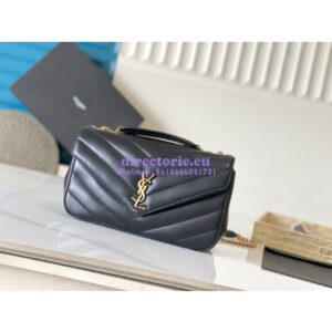 Replica YSL Saint Laurent Loulou Medium In Matelassé Lambskin 801439 Black 2
