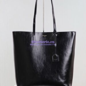 Replica YSL Shopping Saint Laurent In Crinkled Leather 600306 Black