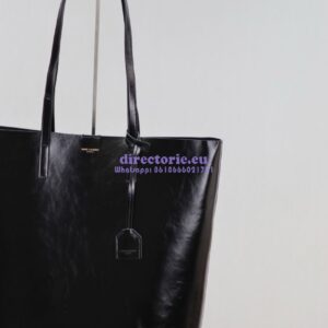 Replica YSL Shopping Saint Laurent In Crinkled Leather 600306 Black 2