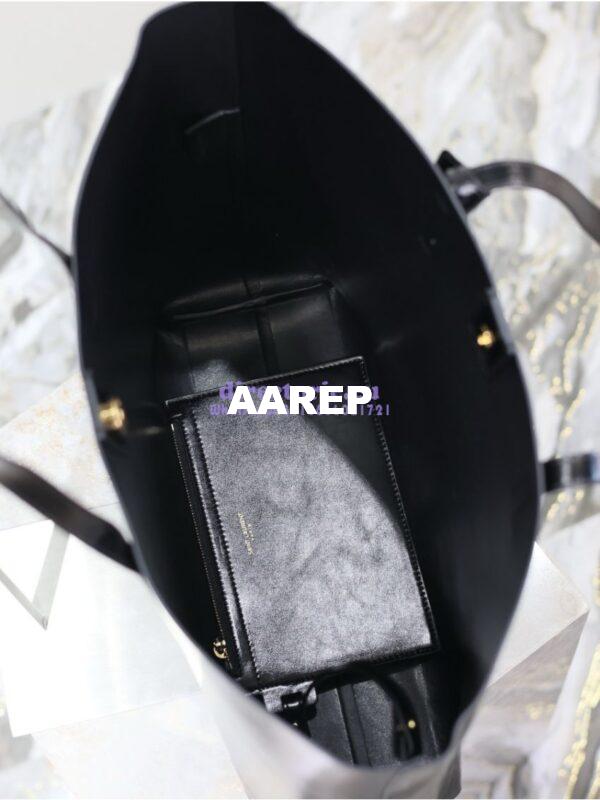 Replica YSL Shopping Saint Laurent In Crinkled Leather 600306 Black 9