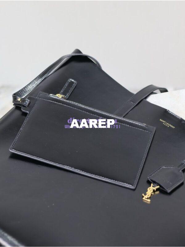 Replica YSL Shopping Saint Laurent In Crinkled Leather 600306 Black 11